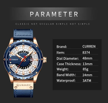 CURREN Brand Quartz Watch Men New Fashion Waterproof Casual Business Military Men Watch Auto Date Watches Relogio Masculino