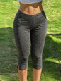 Women's Y2K Street Style Black Slim Fit Capri Pants