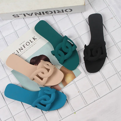Woman Flat Slippers Candy Color Sandals