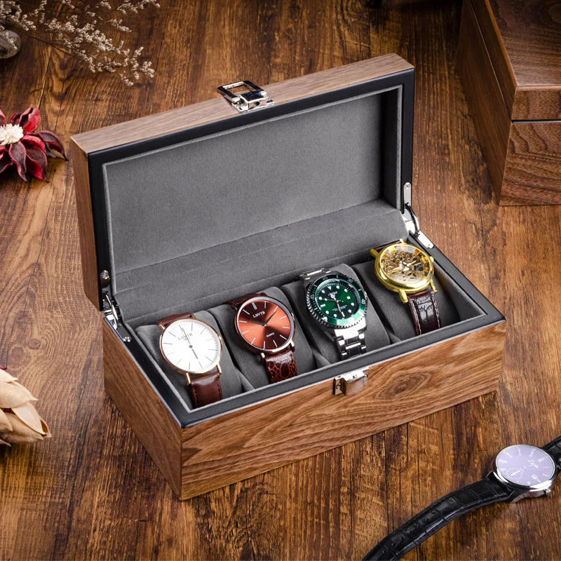 Wooden Watch Box Mens Watch Case Storage Box Travel Luxury Watches Organizer Display Collection Portable Storage Boxes Men Gift