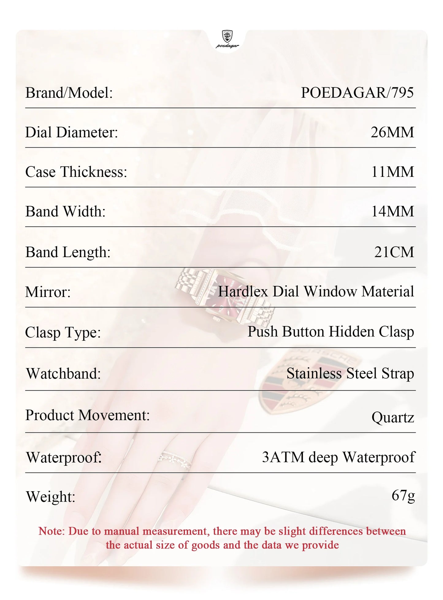 POEDAGAR Elegant Woman Watches High Quality Date Waterproof Luxury Ladies Watch Stainless Steel Casual Quartz Women's Wristwatch