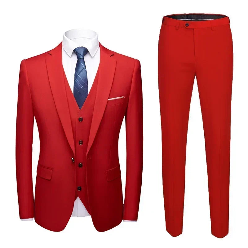 Suits For Men 3 Pieces Set Elegant Wedding  Fashion Classic Full Jackets Vest Pants Blazers Outfit 2026 Formal Costume