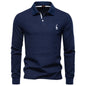 2025 Autumn New Men's Deer Embroidery Cotton Rich Blend Breathable Polo Shirts Long Sleeve Social Business Golf Polo Shirts Male