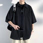LEGIBLE Summer Shirts Men Loose Thin Cotton Short Sleeve Shirts Male Fashion Stand Solid Color 4XL 5XL