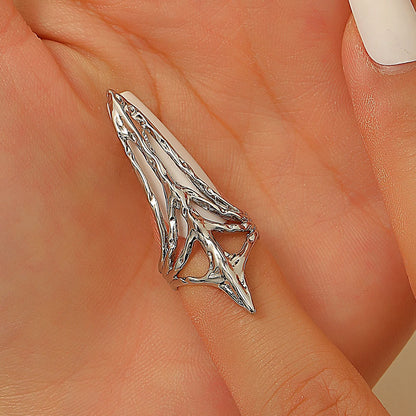 Punk Metal Nail Cover Bone Ring for Women Gothic Rock Machinery Manicure Fingertip Ring Finger Rings Cosplay Jewelry Set Gift