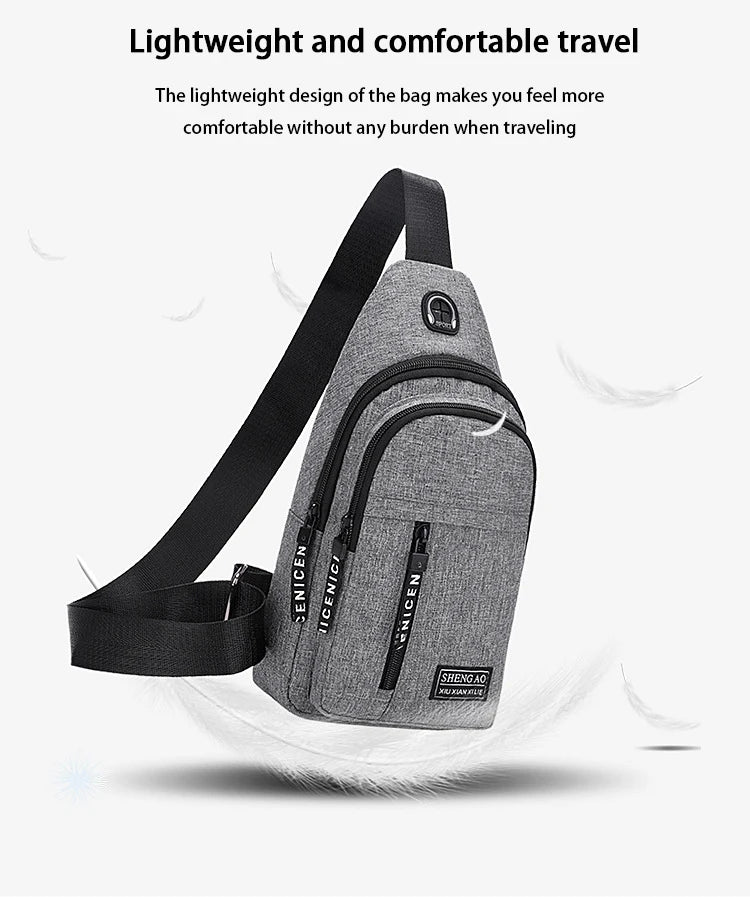 Travel Men's Handbags Multifunctional USB Chest Bag Designer Messenger Crossbody Bags Water-Proof Shoulder Bag Sports Back Pack