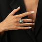 New Grey Crystal Geometric Ring Women Minimalist Design Silver Color Square Finger Rings Asymmetrical Zircon Daily Wear Jewelry