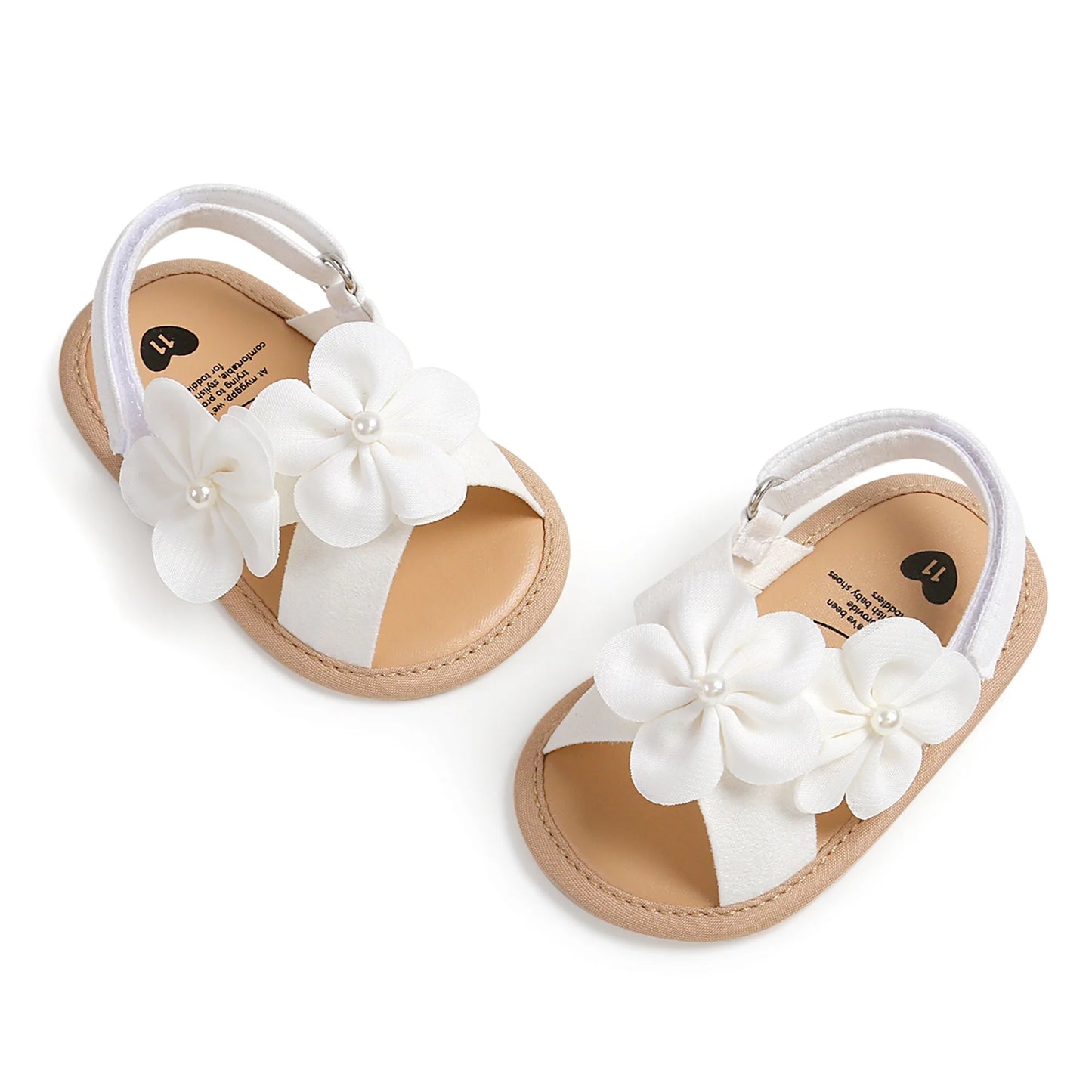 Sandálias de verão para bebês meninas de 0 a 18 meses, decorações de flores 3d fofas, sapatos de sola plana antiderrapantes, sapatos para primeiros passos recém-nascidos