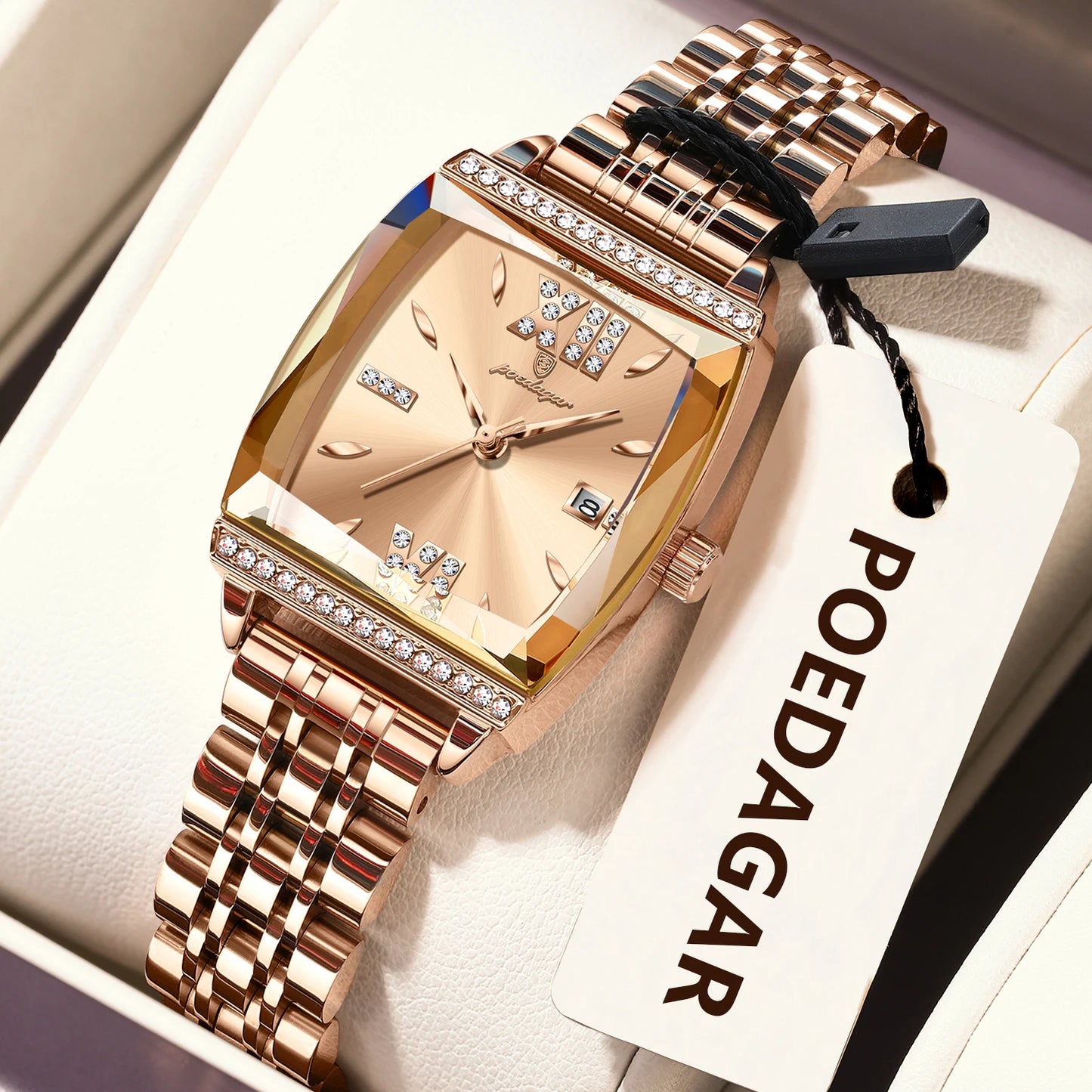 POEDAGAR Elegant Woman Watches High Quality Date Waterproof Luxury Ladies Watch Stainless Steel Casual Quartz Women's Wristwatch