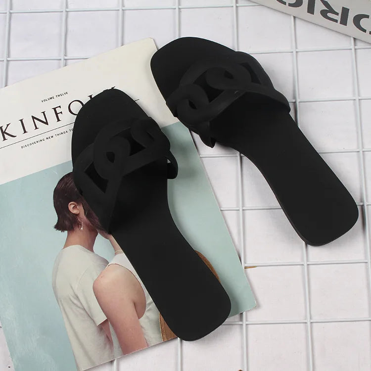 Designer mulher chinelos planos sandálias de cor doce casual chinelos de fundo verão sandálias femininas novos sapatos para mulher