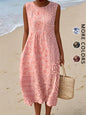 2026 Women's sleeveless Bohemian floral casual beach MIDI sundress with pockets flowing and loose Sweetheart Rustic Country