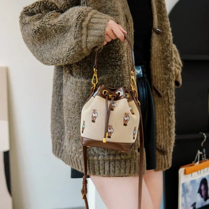 Drawstring Bucket Bag Large Capacity Women's Handheld Crossbody Messenger Bag Large Capacity Handheld Shoulder Armpit Bag