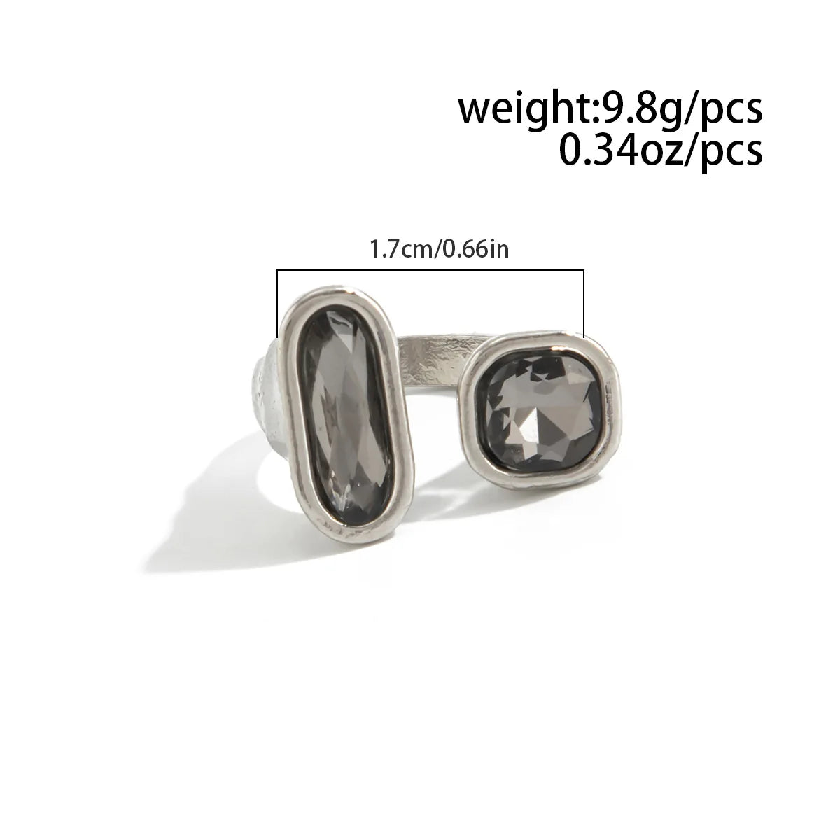 New Grey Crystal Geometric Ring Women Minimalist Design Silver Color Square Finger Rings Asymmetrical Zircon Daily Wear Jewelry