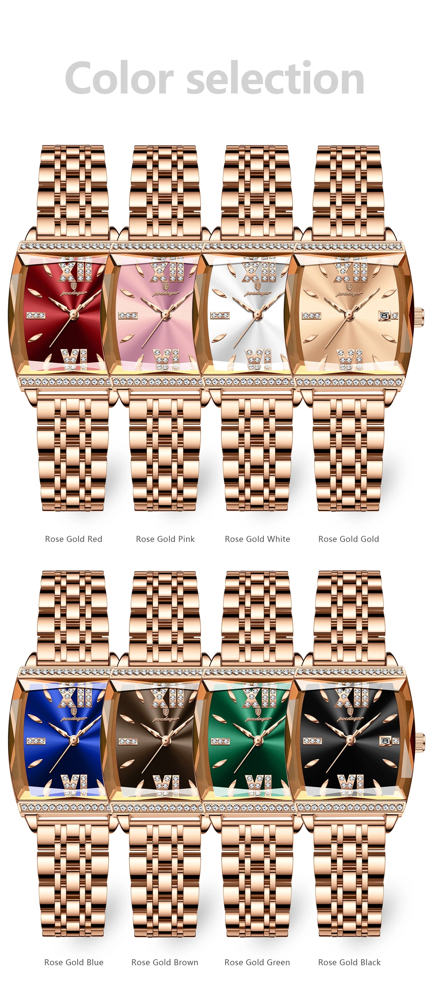 POEDAGAR Elegant Woman Watches High Quality Date Waterproof Luxury Ladies Watch Stainless Steel Casual Quartz Women's Wristwatch