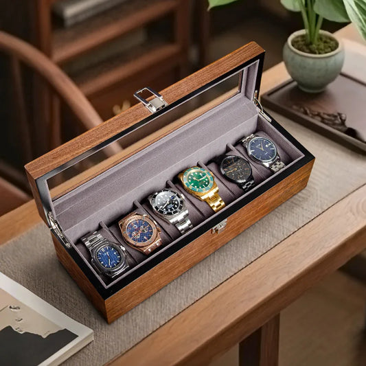 Wooden Watch Box Mens Watch Case Storage Box Travel Luxury Watches Organizer Display Collection Portable Storage Boxes Men Gift