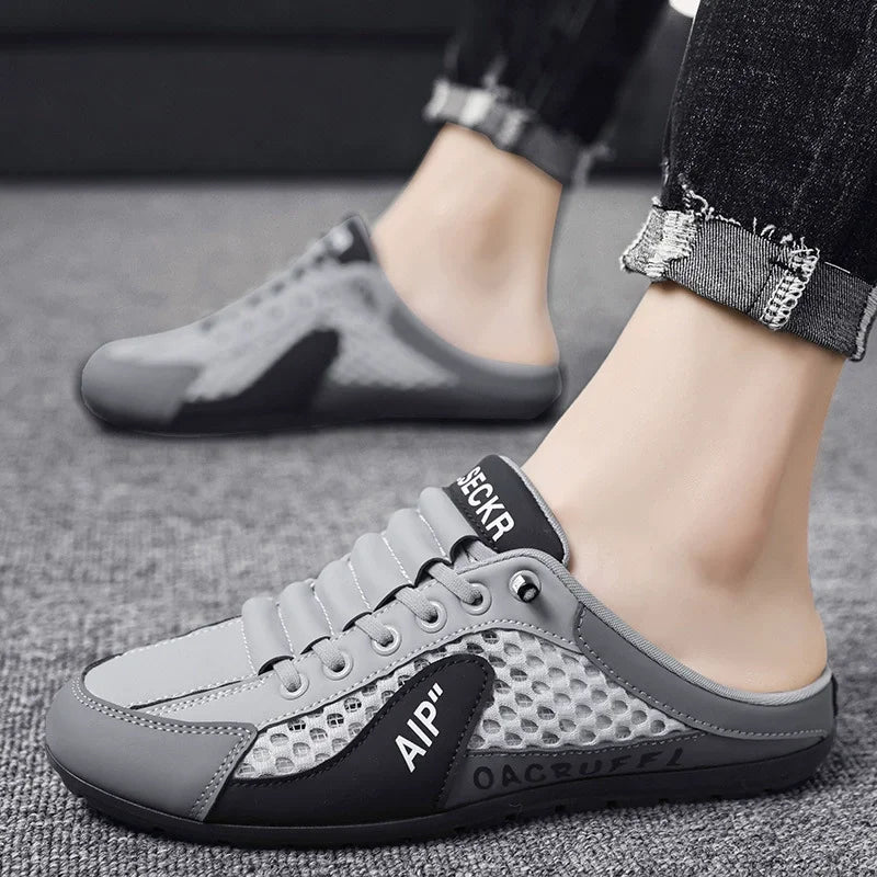 Summer Men's Mesh Slip on Half Slippers Fashion Man's