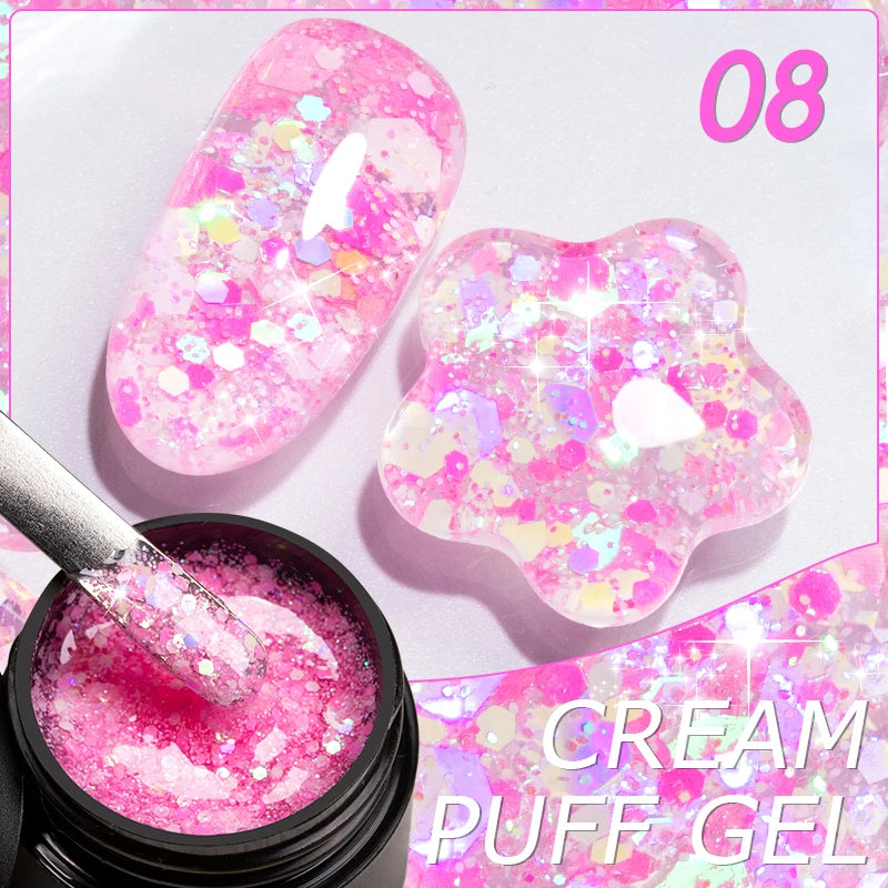 30ML Glitter Poly Nail Gel Hema Free Pink Glitter Acrylic Gel Finger Extension Nail Gel Semi-Permanent Nail Varnish For Manicure