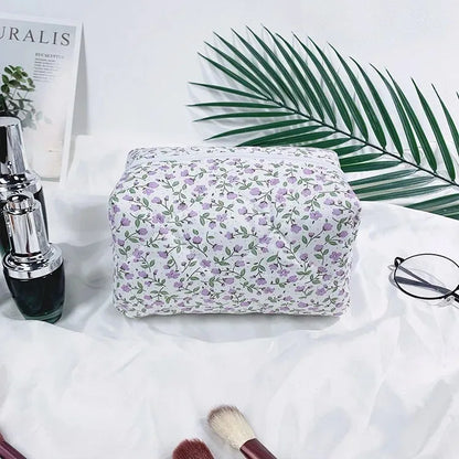 Custom Name Floral Makeup Pouch Embroidered Featuring a Floral Design Wash Bag, Travel Cosmetic Bag Suitable for Bridesmaid Gift