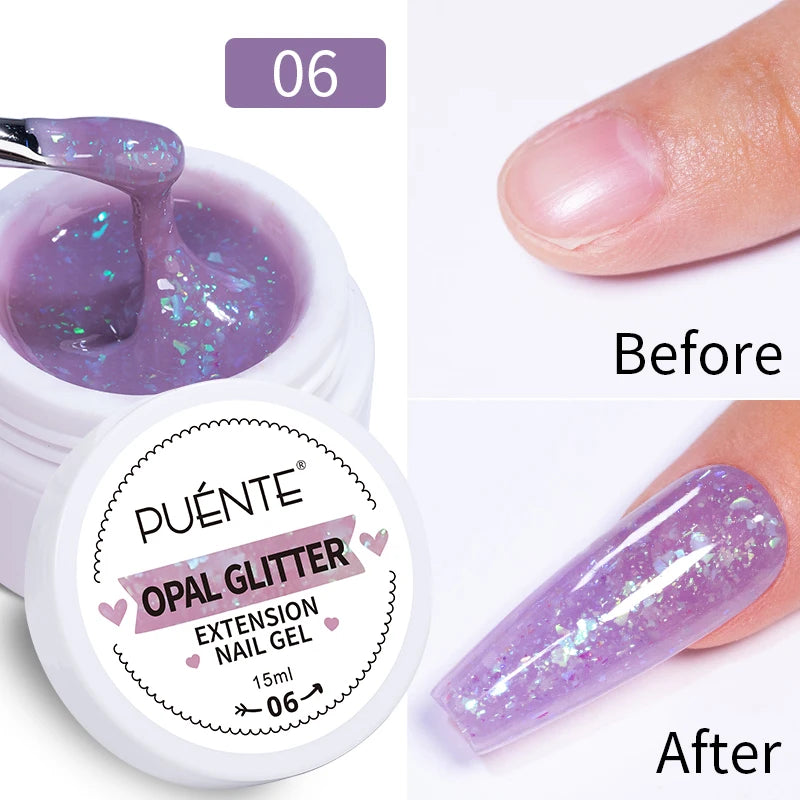 30ML Glitter Poly Nail Gel Hema Free Pink Glitter Acrylic Gel Finger Extension Nail Gel Semi-Permanent Nail Varnish For Manicure