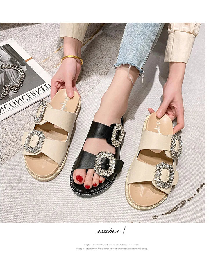 2026 Brand Rhinestone Buckle Sandals