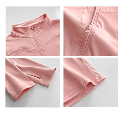 Women's Quick-Dry Yoga Jacket – Long Sleeve Slim Fit Zip Running Coat