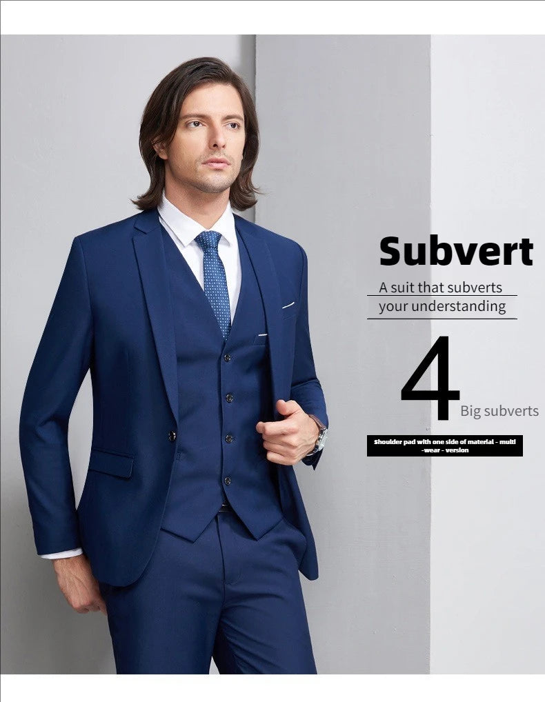 Suits For Men 3 Pieces Set Elegant Wedding  Fashion Classic Full Jackets Vest Pants Blazers Outfit 2026 Formal Costume