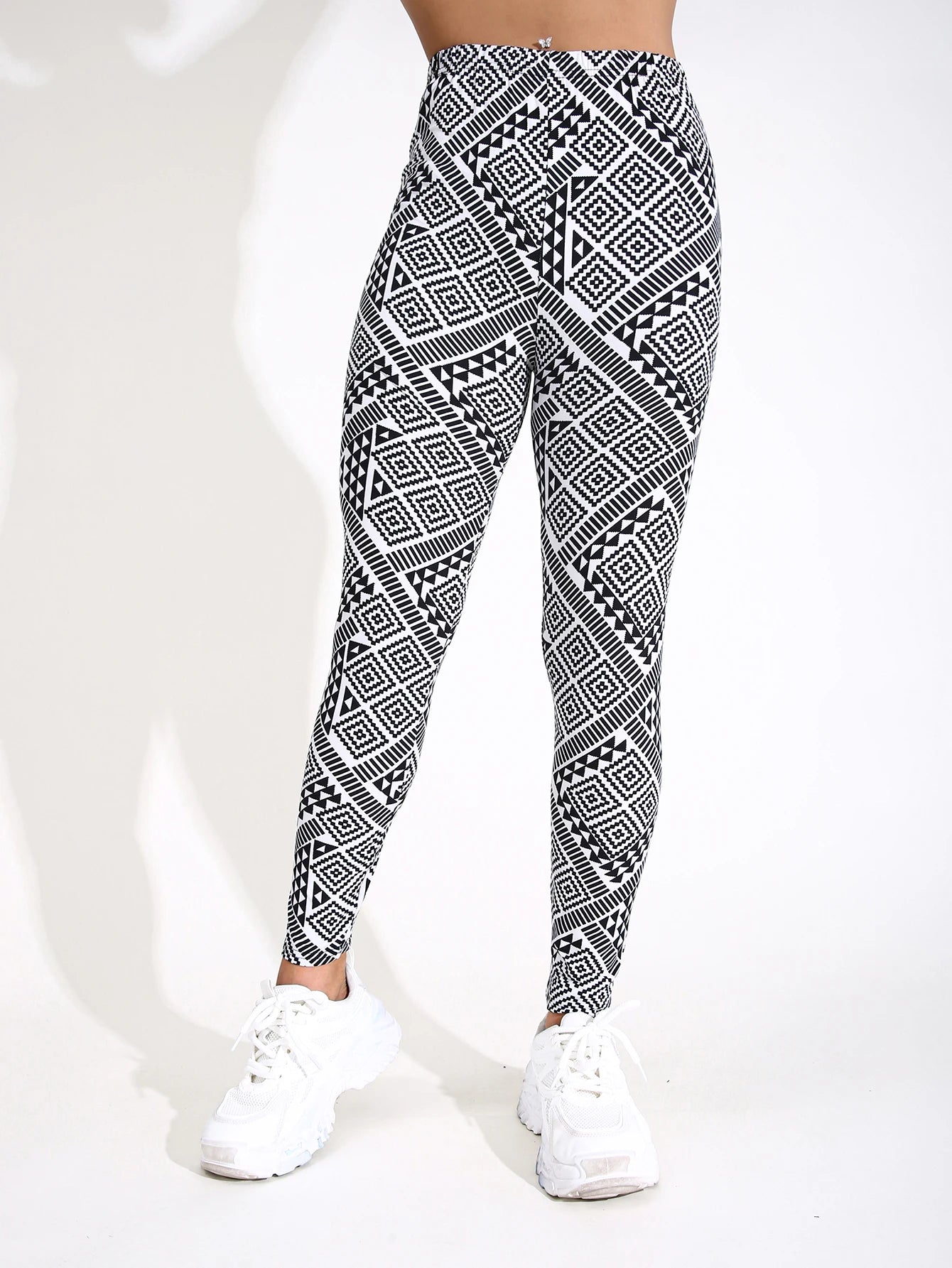 Autumn Winter 1PACK Women's Block Pattern Sexy Tight Legging Casual Sports Elegant Fitness Yoga Pants