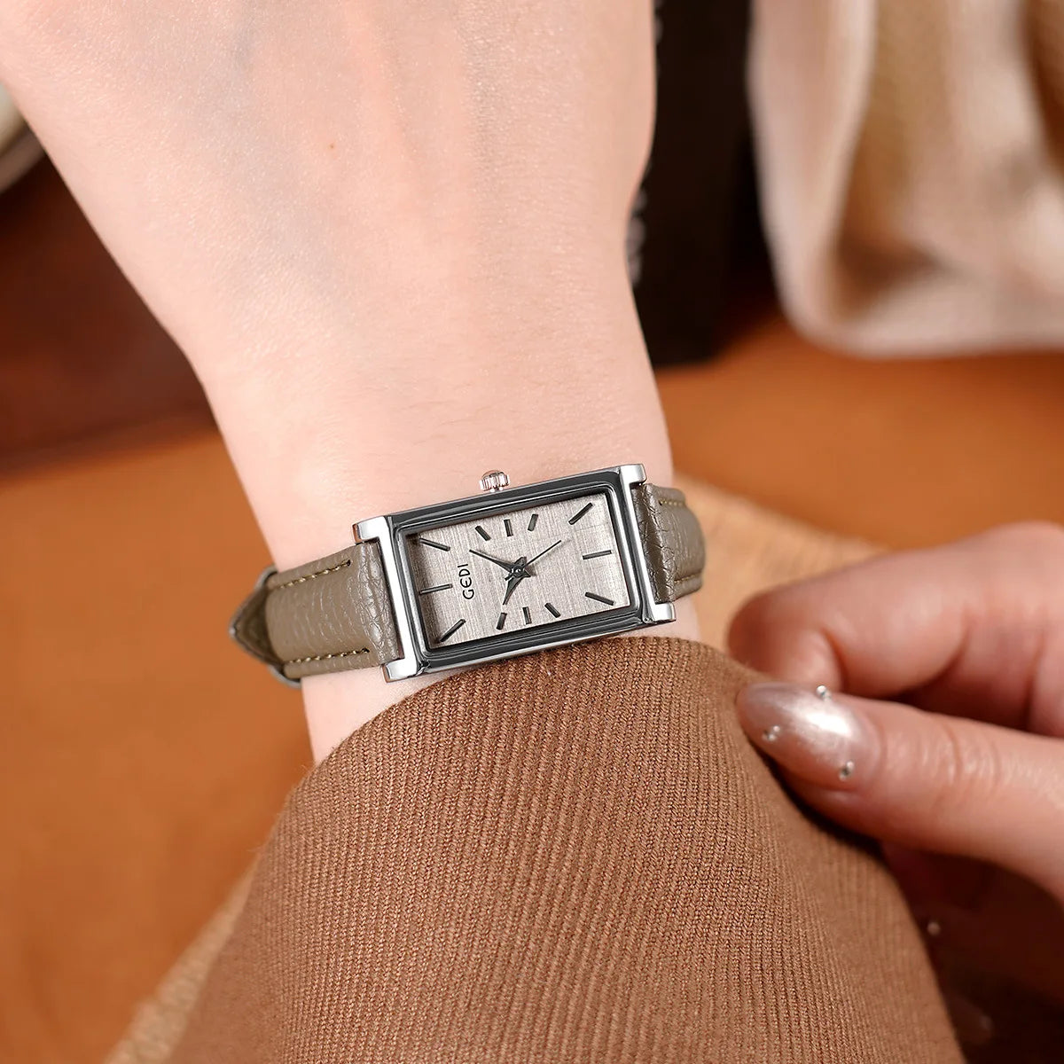 Ladies Watch Simple High-end Feel  Ankela Red Square Temperament Retro Style Waterproof belt Women's Fashion Quartz Watches