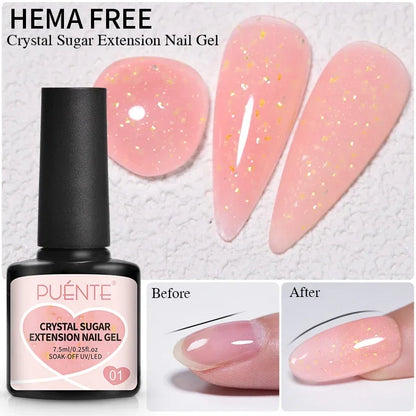30ML Glitter Poly Nail Gel Hema Free Pink Glitter Acrylic Gel Finger Extension Nail Gel Semi-Permanent Nail Varnish For Manicure