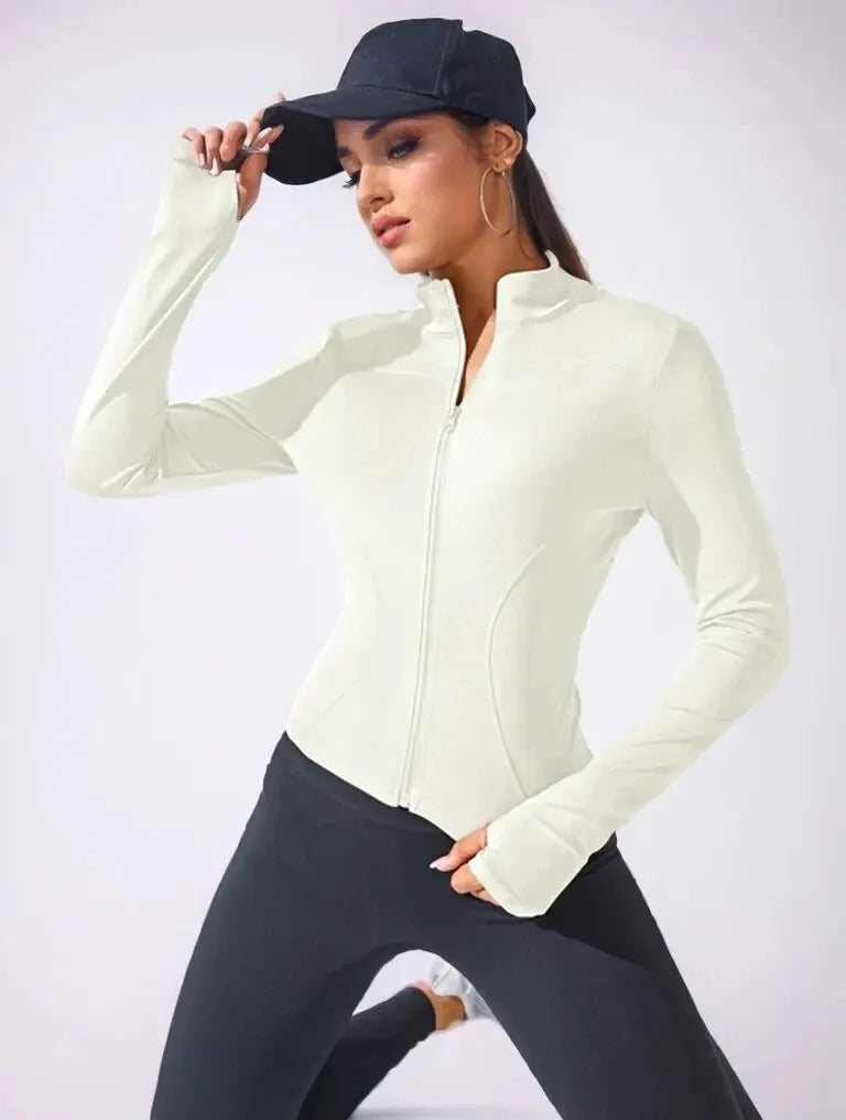 Women's Slim Fit Yoga Zip Jacket – Body Sculpting Short Sports Coat