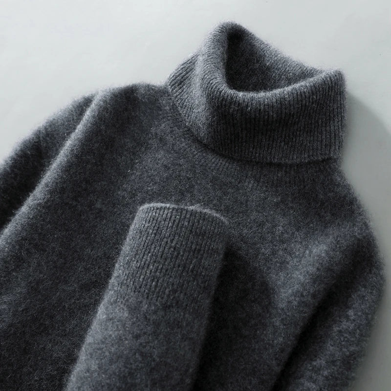 100% wool high neck sweater with pullover for men