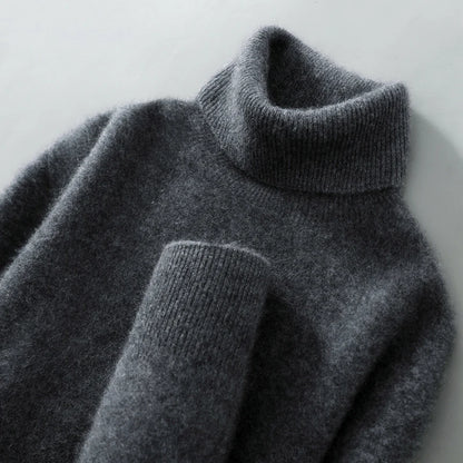 100% wool high neck sweater with pullover for men