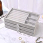 1PC Stackable 3 Layers Drawer Style Jewelry Box Beige Gray Desktop Storage Organizer for Earrings Rings Necklaces Bracelets