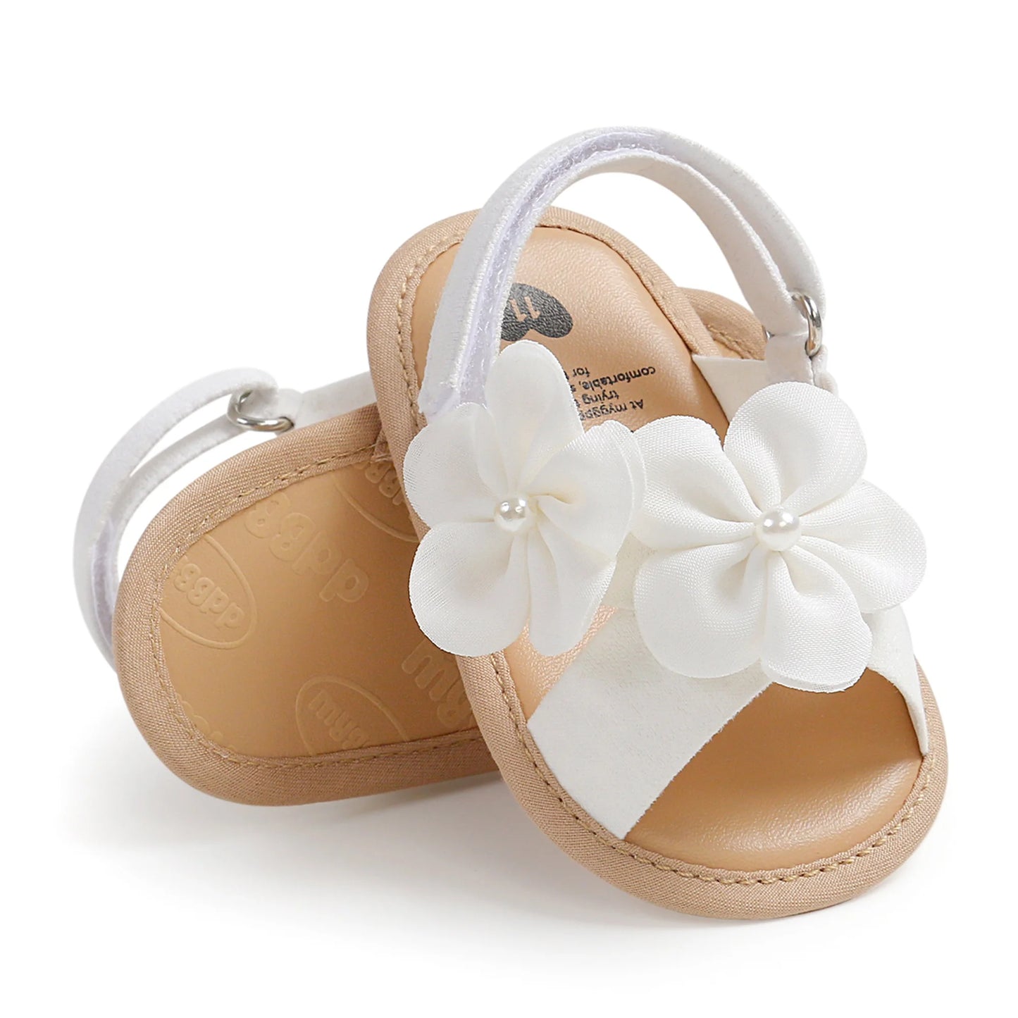 Sandálias de verão para bebês meninas de 0 a 18 meses, decorações de flores 3d fofas, sapatos de sola plana antiderrapantes, sapatos para primeiros passos recém-nascidos