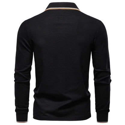 2025 Autumn New Men's Deer Embroidery Cotton Rich Blend Breathable Polo Shirts Long Sleeve Social Business Golf Polo Shirts Male