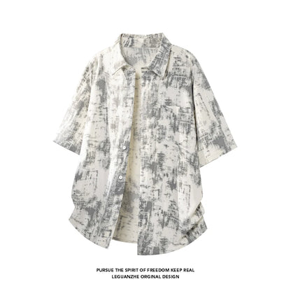 LEGIBLE Summer Shirts Men Loose Thin Cotton Short Sleeve Shirts Male Fashion Stand Solid Color 4XL 5XL