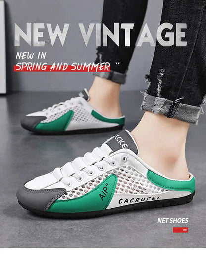 Summer Men's Mesh Slip on Half Slippers Fashion Man's