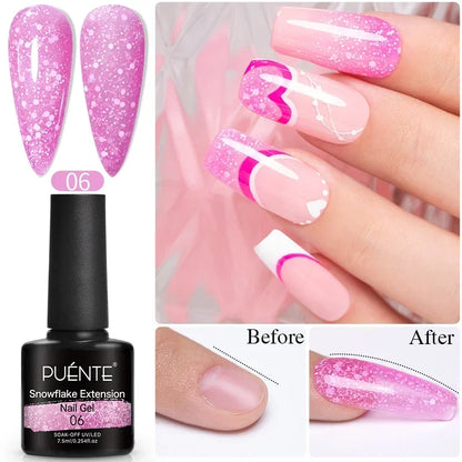 30ML Glitter Poly Nail Gel Hema Free Pink Glitter Acrylic Gel Finger Extension Nail Gel Semi-Permanent Nail Varnish For Manicure