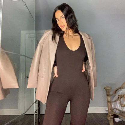 Women's Bodycon Jumpsuit – Long Sleeve Slim Fit Romper