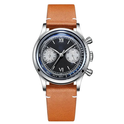 ADDIESDIVE 38mm Chronograph Quartz Watch 60min Business 100m Diving Men's Leather Watches Bubble Dome Mirror Retro Wristwatches