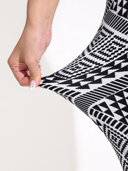 Autumn Winter 1PACK Women's Block Pattern Sexy Tight Legging Casual Sports Elegant Fitness Yoga Pants