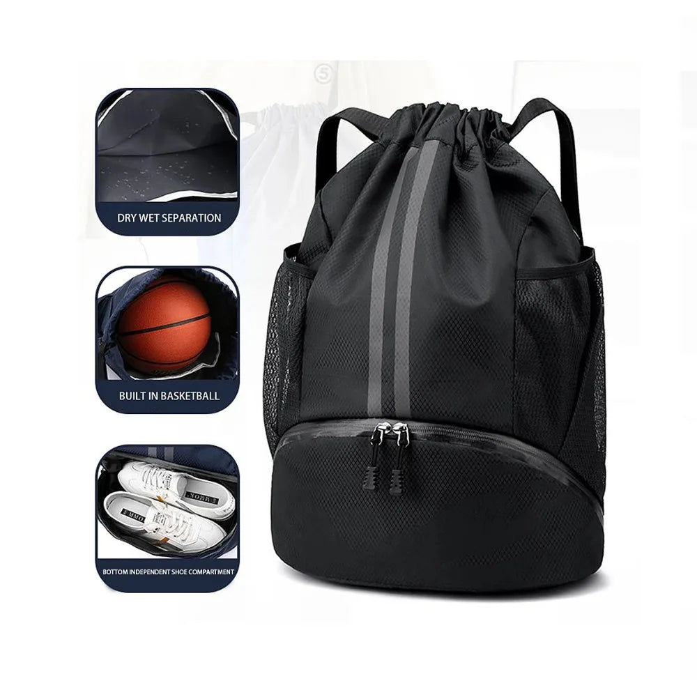 Sport Drawstring Backpack – Dry & Wet Separation Gym Bag
