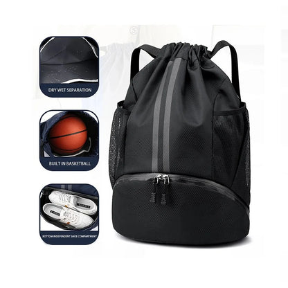 Sport Drawstring Backpack – Dry & Wet Separation Gym Bag