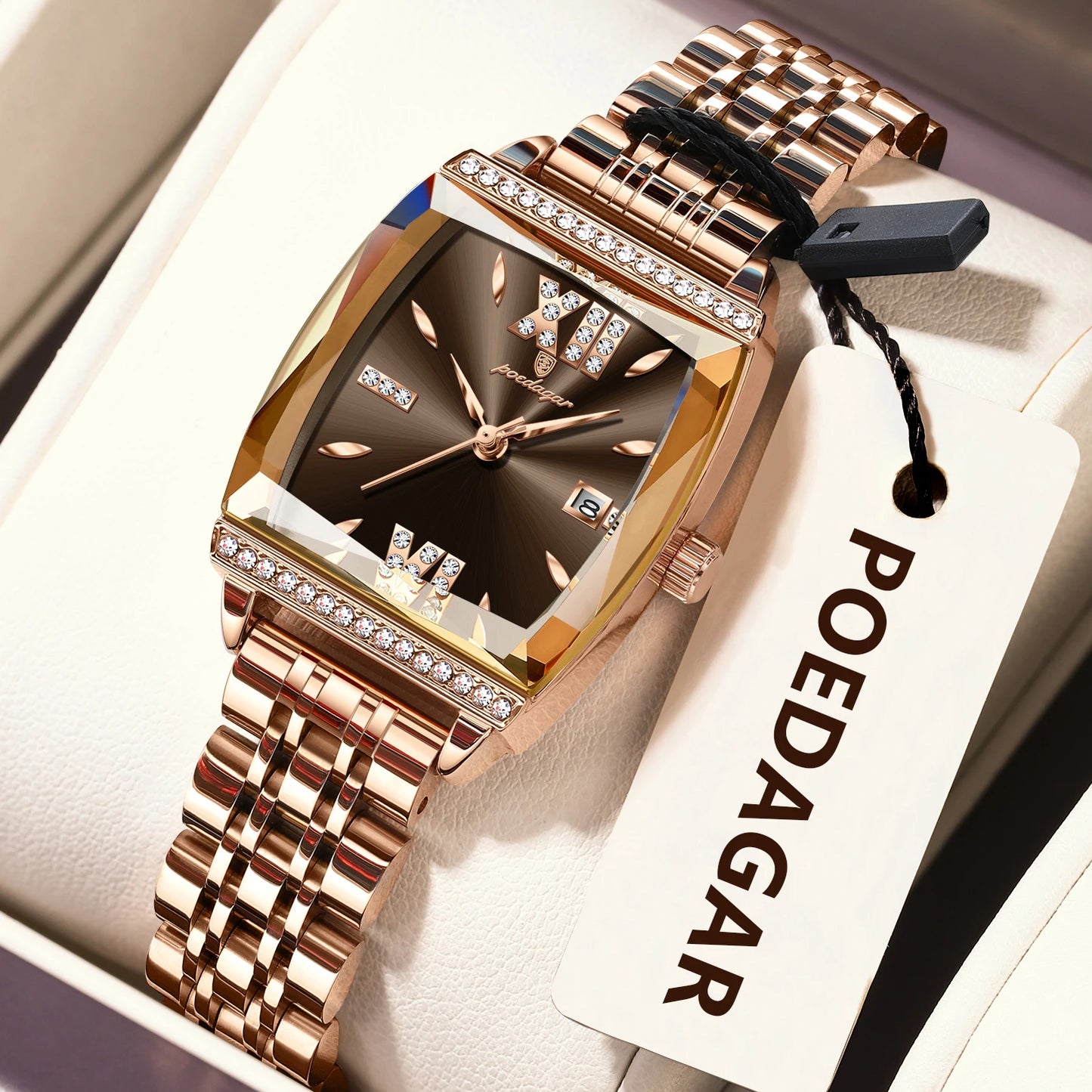 POEDAGAR Elegant Woman Watches High Quality Date Waterproof Luxury Ladies Watch Stainless Steel Casual Quartz Women's Wristwatch