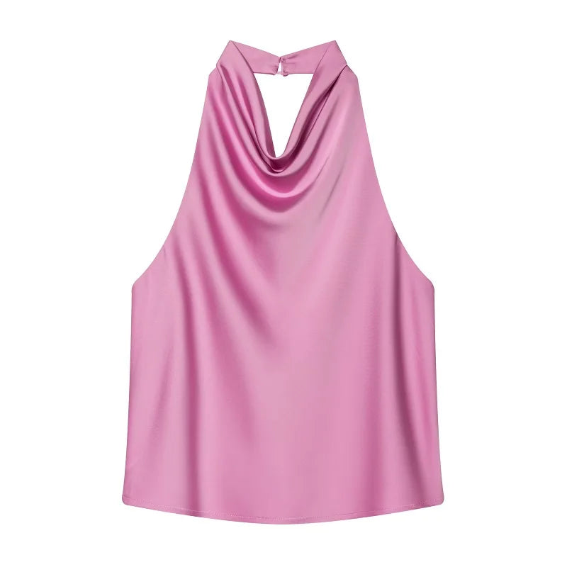 Styledora Satin Halter Top