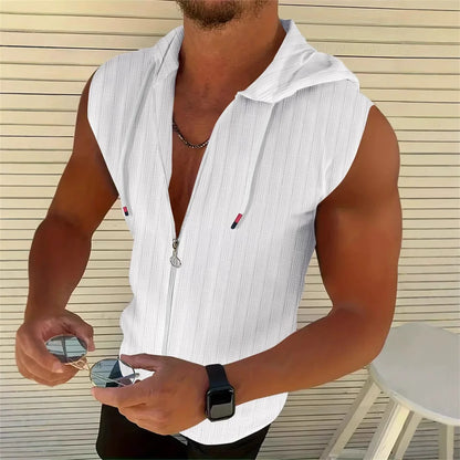 New Summer Sleeveless Zippered Jacquard Sportswear For Men 's