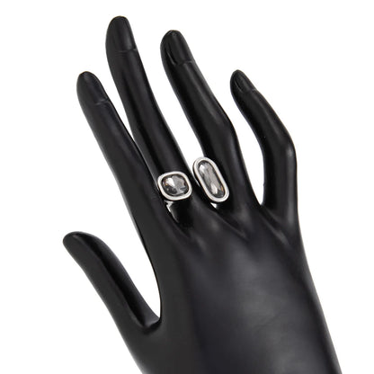 New Grey Crystal Geometric Ring Women Minimalist Design Silver Color Square Finger Rings Asymmetrical Zircon Daily Wear Jewelry