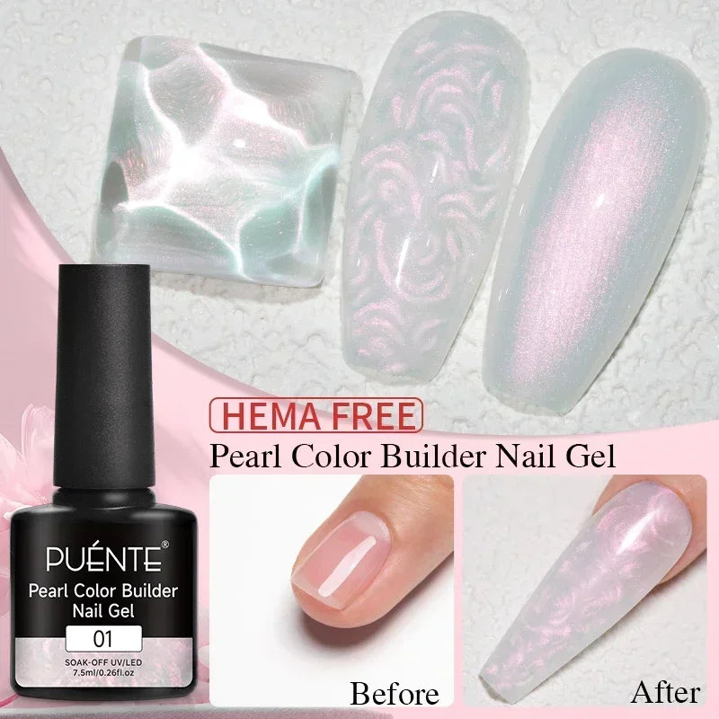 30ML Glitter Poly Nail Gel Hema Free Pink Glitter Acrylic Gel Finger Extension Nail Gel Semi-Permanent Nail Varnish For Manicure