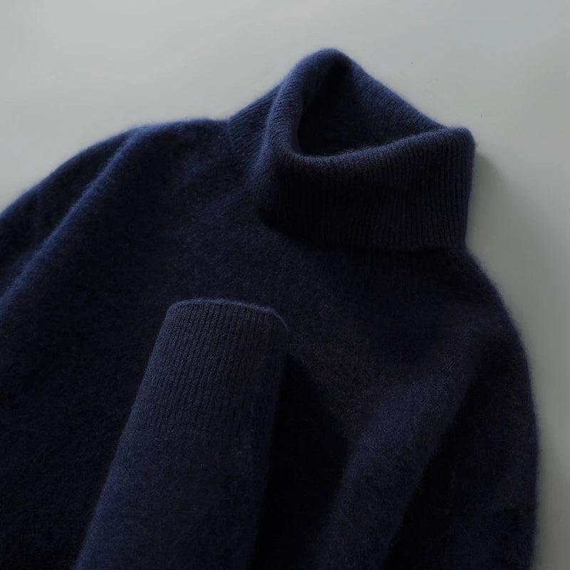 100% wool high neck sweater with pullover for men