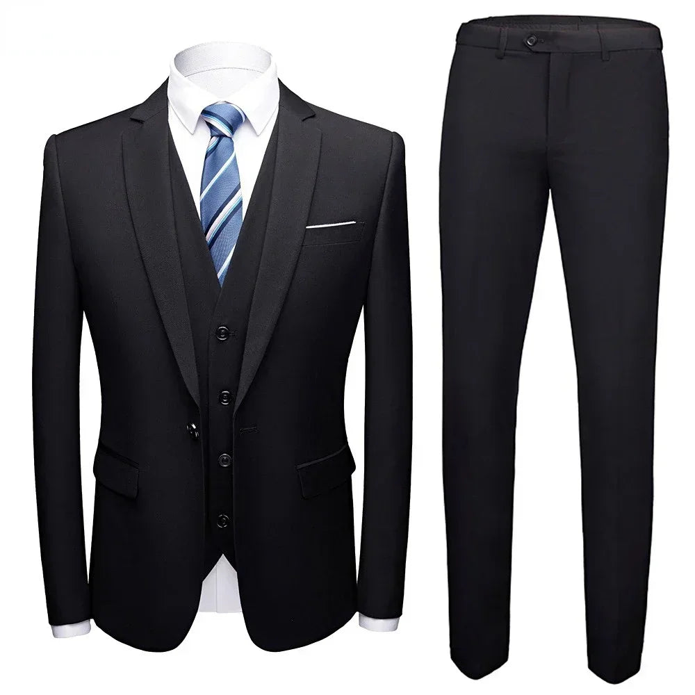 Suits For Men 3 Pieces Set Elegant Wedding  Fashion Classic Full Jackets Vest Pants Blazers Outfit 2026 Formal Costume